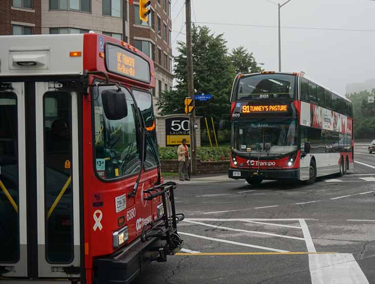 OC Transpo New Flyer D60LF 6380 & Enviro500MMC 8105